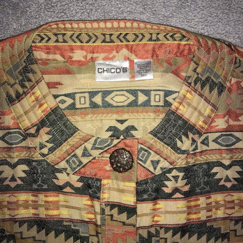 Chico's Womens Mayan Sunset Cebia‎ Jacket Southwestern Aztec Blazer Size 3 - Picture 3 of 12